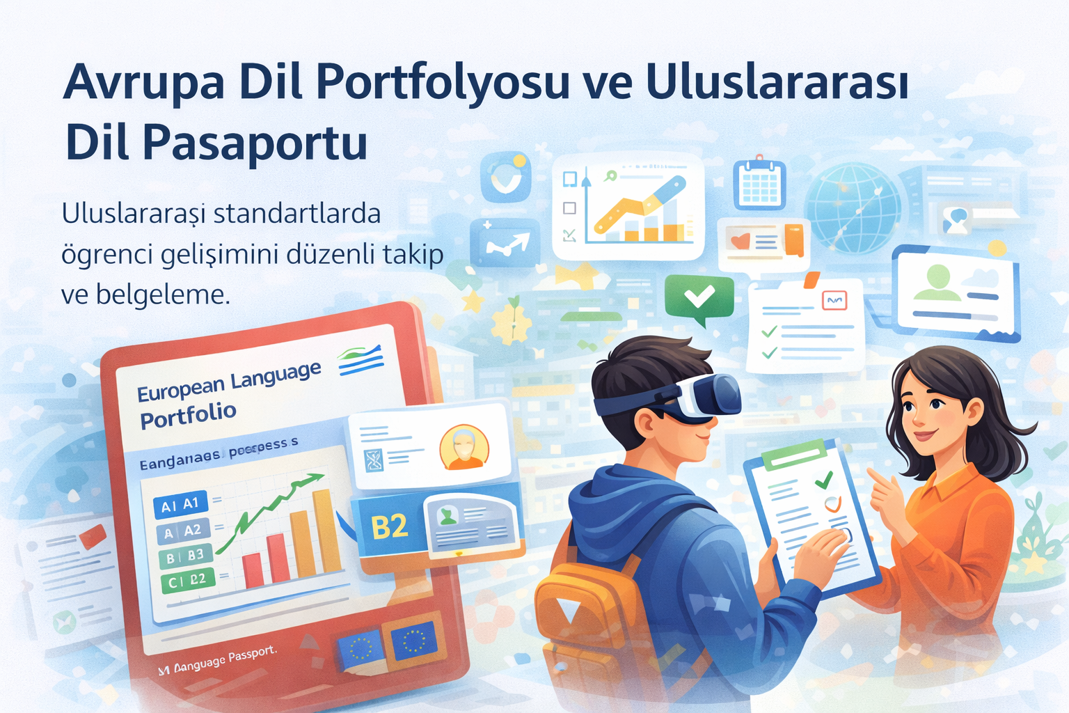 Avrupa Dil Portfolyosu ve uluslararası dil pasaportu görseli
