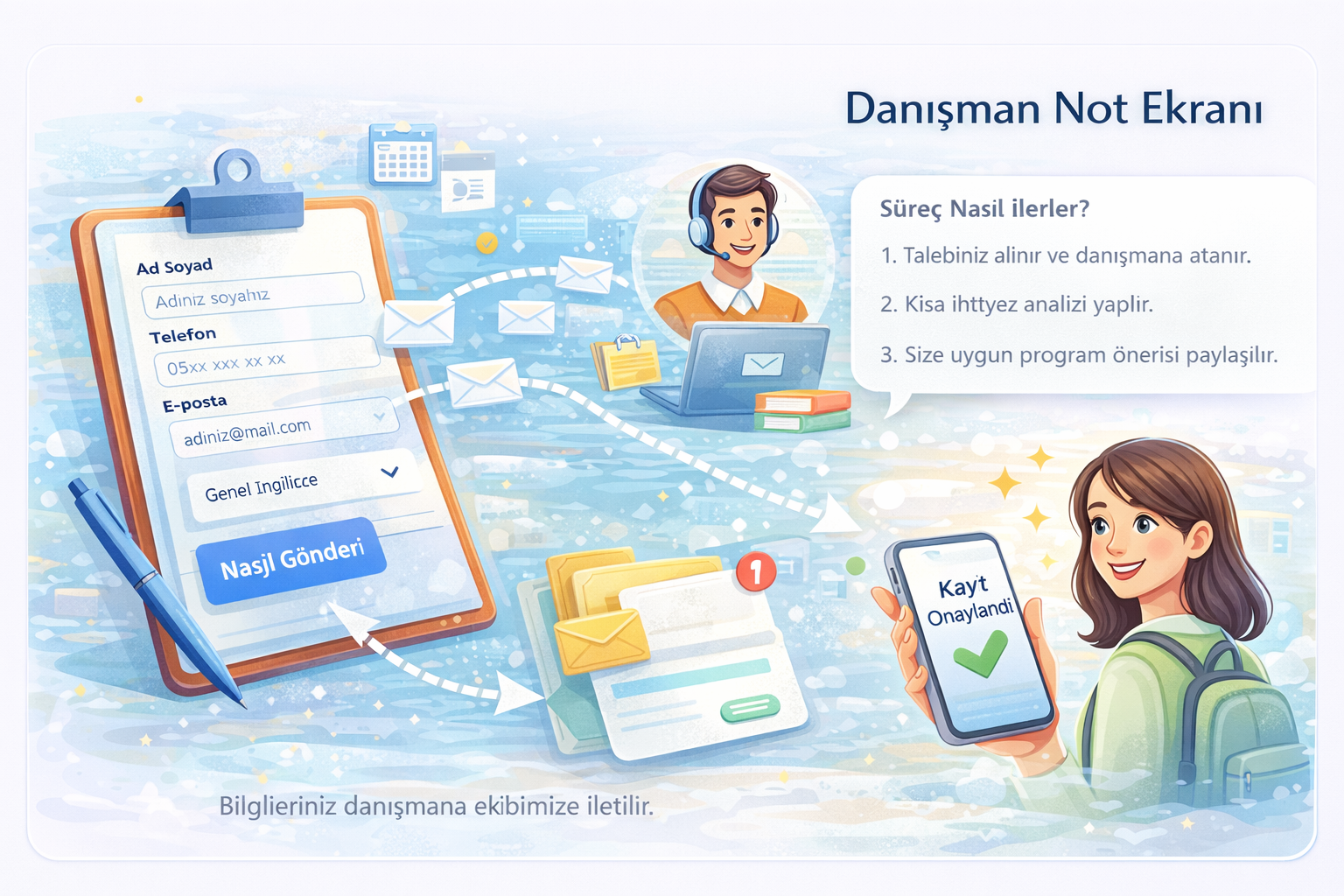 Danışman notları ve başvuru değerlendirme ekranı